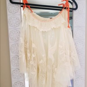 Free people mesh embroidered tank top never worn